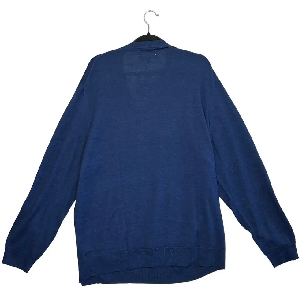 Club Room Merino Wool V-Neck Sweater NWT Men's Sz 3XL Blue Classic Minimalist